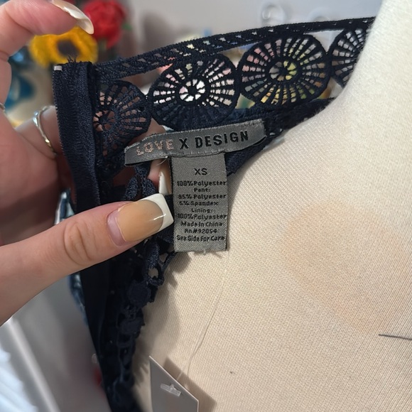 NWT Sexy Blue Lace Flared Jumpsuit - Picture 6 of 7